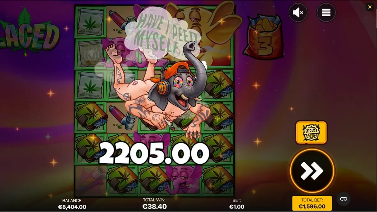 Laced slot game interface featuring the smoky bachelor pad theme